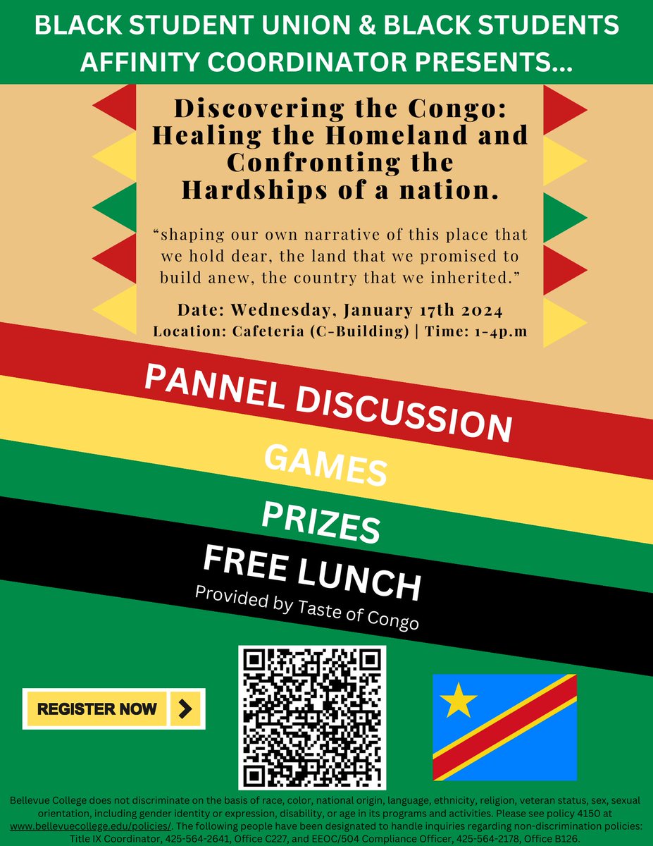 TODAY! Jan. 17, 1 – 4 PM in the Cafeteria
Join the Black Student Union and the Black Students Affinity Coordinator in a panel in celebration of Dr Martin Luther King. We aim to empower students and promote activism and advocacy for all. 
Livestream: tinyurl.com/2ukjxzjr