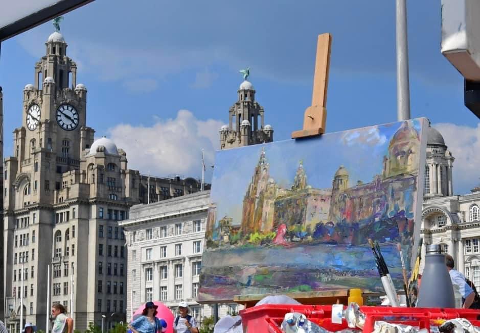 Can’t beat a summers day on the Liverpool waterfront.. Sky Arts Landscape Artist of the Year  #laoty #Liverpool
