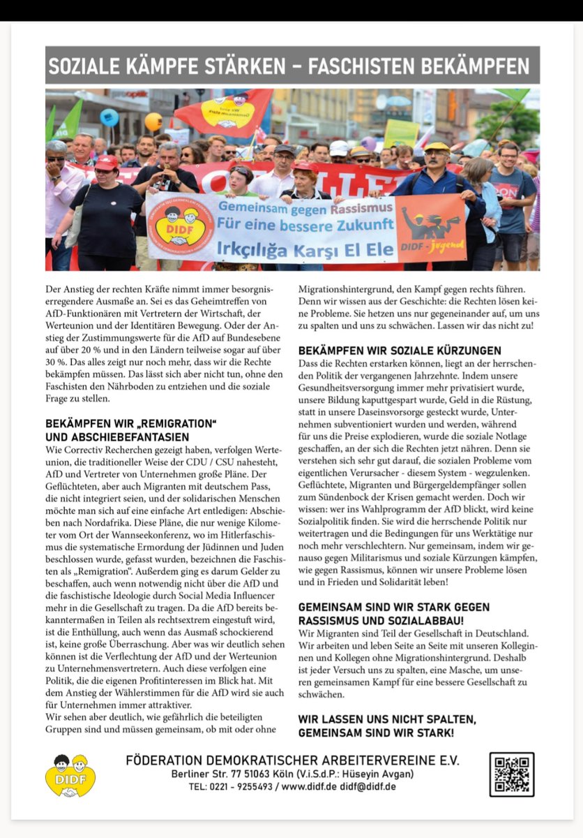 DİDF: SOZIALE KÄMPFE STÄRKEN!
FASCHISTEN BEKÄMPFEN!