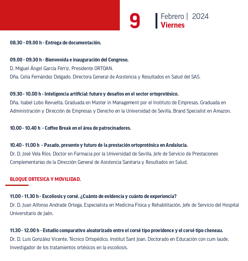 saludJV's tweet photo. 👁️‍🗨️ PROGRAMA - V CONGRESO NACIONAL SOBRE TÉCNICAS ORTOPROTÉSICAS
🗓️ 9 &amp; 10 de febrero de 2024
📍 Sevilla

#ortopedia #protesis #ortesis https://t.co/fvVpebVBv5