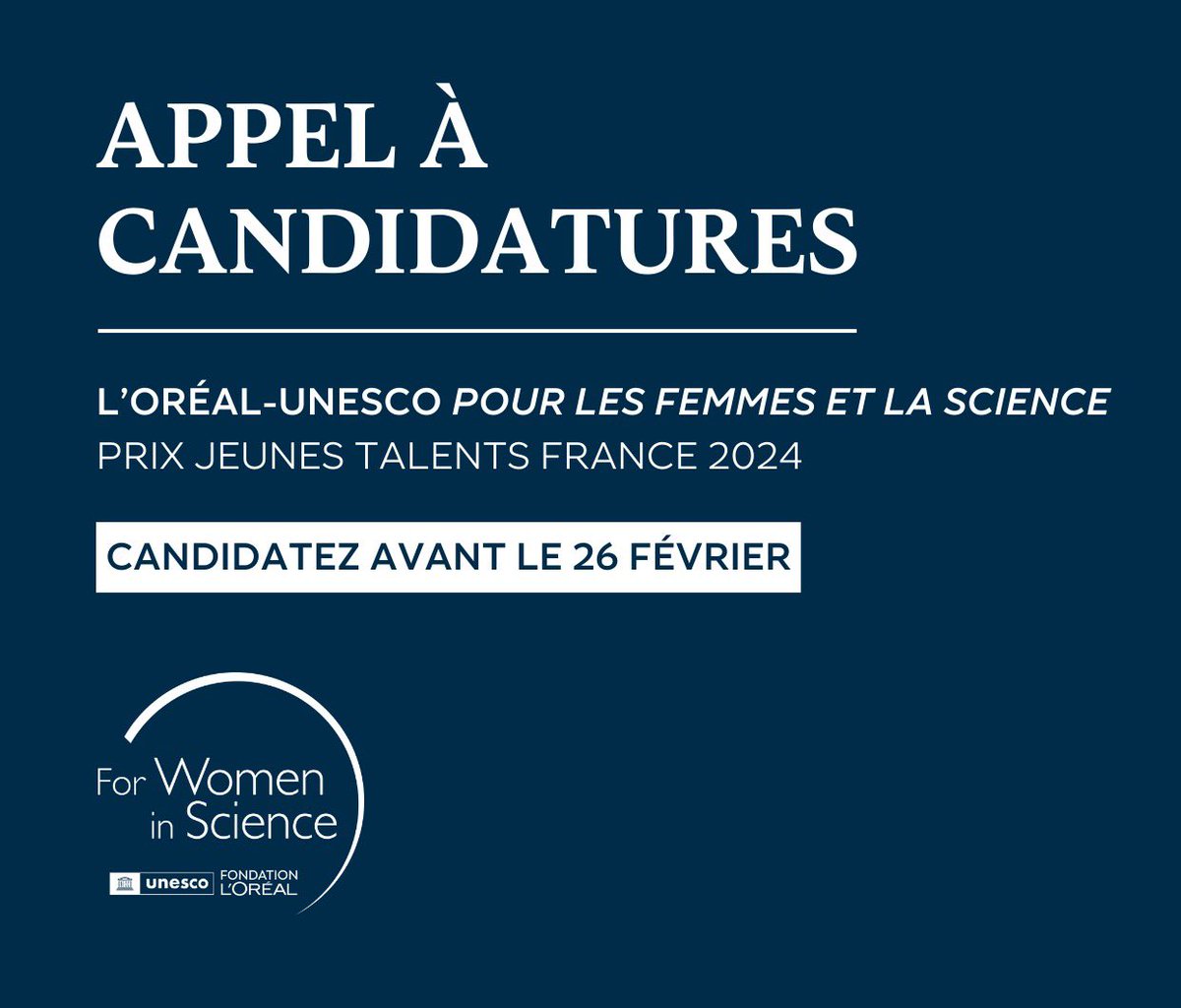 Applications for the 2024 @FondationLOreal-@UNESCO Young Talents Award are open! 🇫🇷

As a 2016 winner, this award helped me to continue my work on brain-computer interfaces for patients with ALS and to join @MIT @medialab 

shorturl.at/imyI9

@4womeninscience #FWIS2024