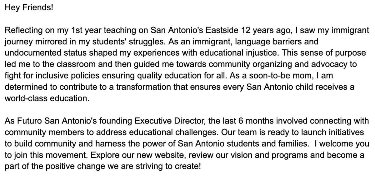 DaianaLambrecht's tweet photo. We are launching our website today!

Together, let's ensure that San Antonio provides a equitable education for every child. #FuturoSanAntonio #EducationForAll

Check us out at https://t.co/tFHtnTSwVq and Twitter @futurosananto https://t.co/aAjPwLtYAk