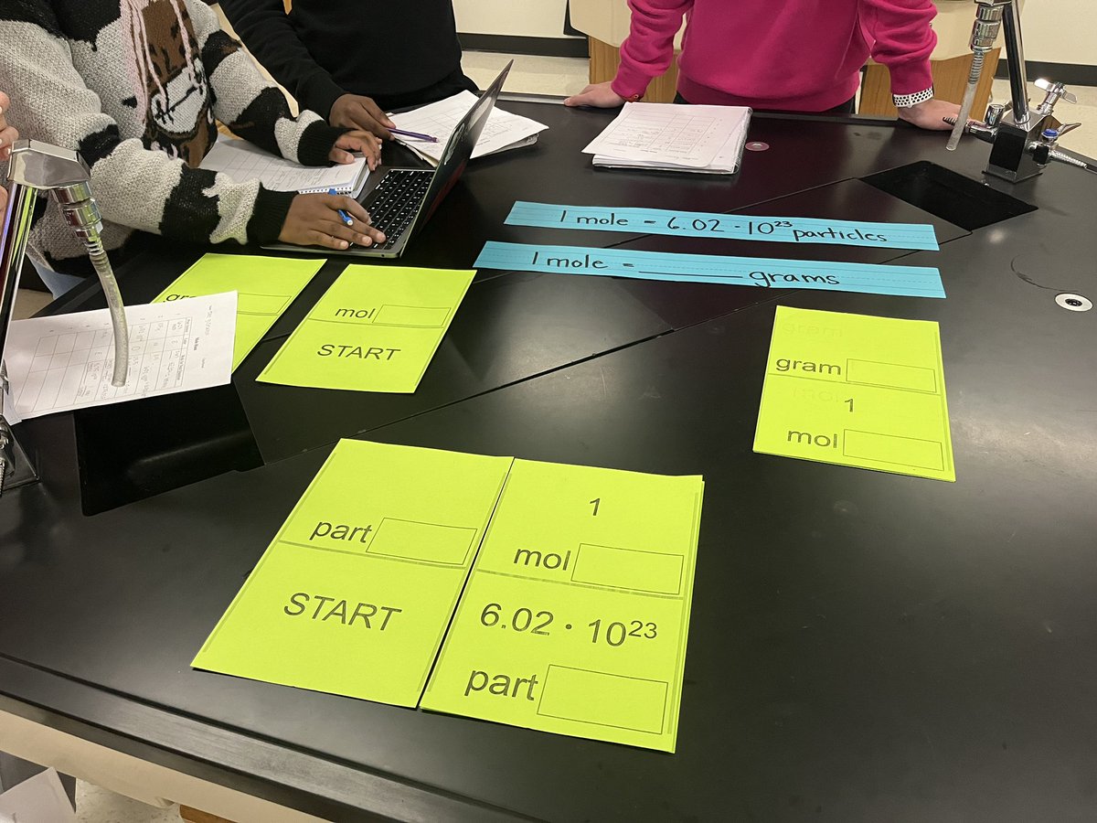 Students using our giant manipulatives to set up mole conversion problems. They did great today!