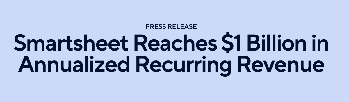 dhinchcliffe's tweet image. Showing the #workcoordination/#cwm space has hit the big time, @Smartsheet announces reaching a $1 billion annual run rate.

Congrats @markmader + team!

I've been covering this category for years + great to see.

My quote in their press release today: 
smartsheet.com/content-center…