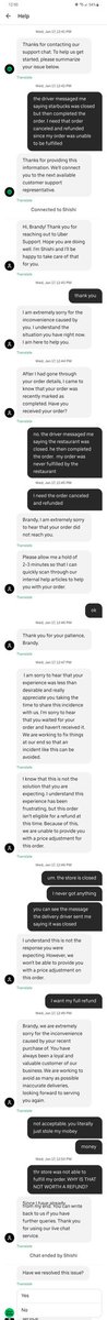 NoMoreYulin's tweet photo. @UberEats want to explain this? The store was closed and unable to fulfill my order and you are refusing to refund my money https://t.co/3ly1HiVaLT