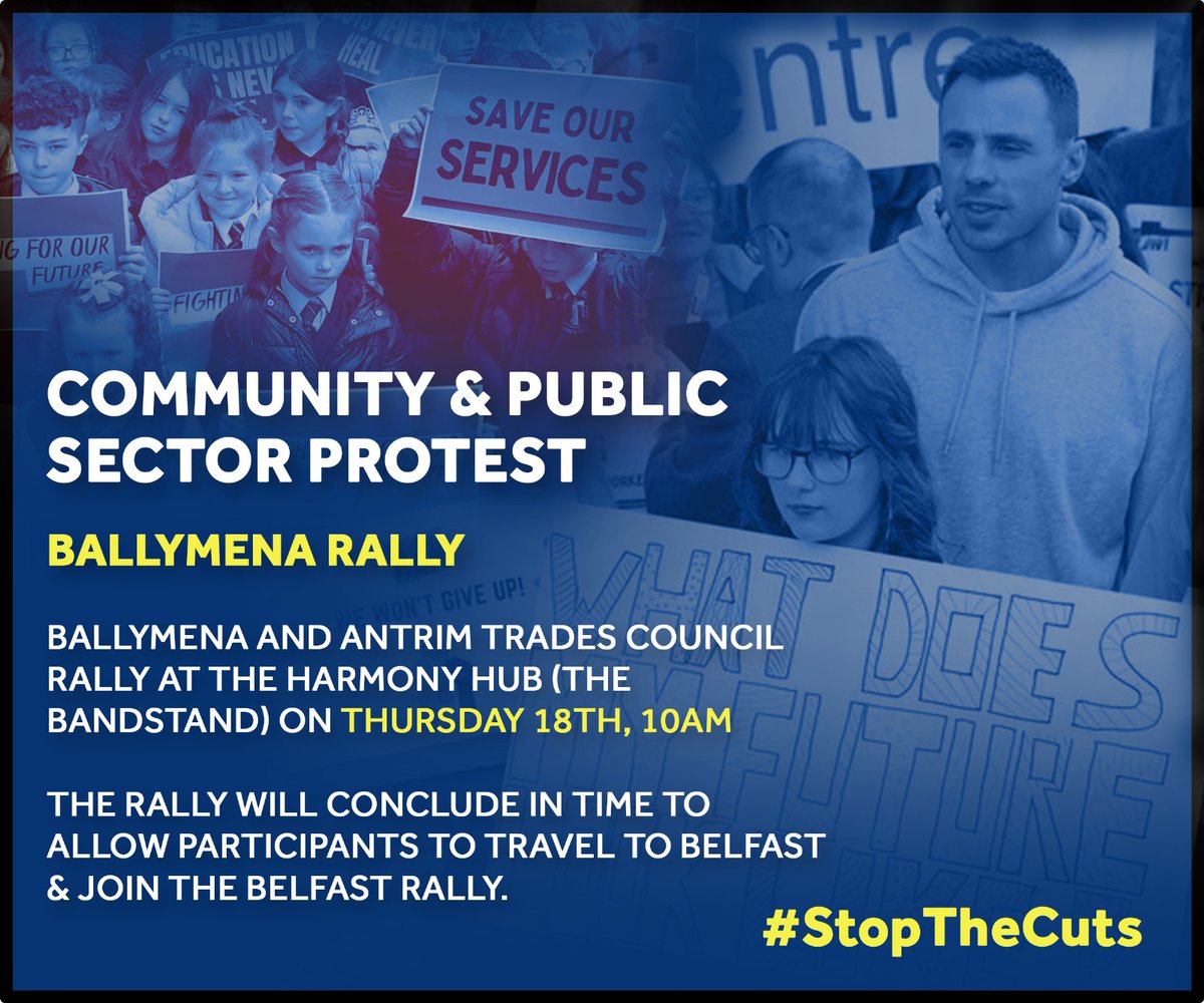 📢 Community and Public Sector Protest

Communities will be joining public sector workers in strike action tomorrow ✊️

See Ballymena details below ⬇️
