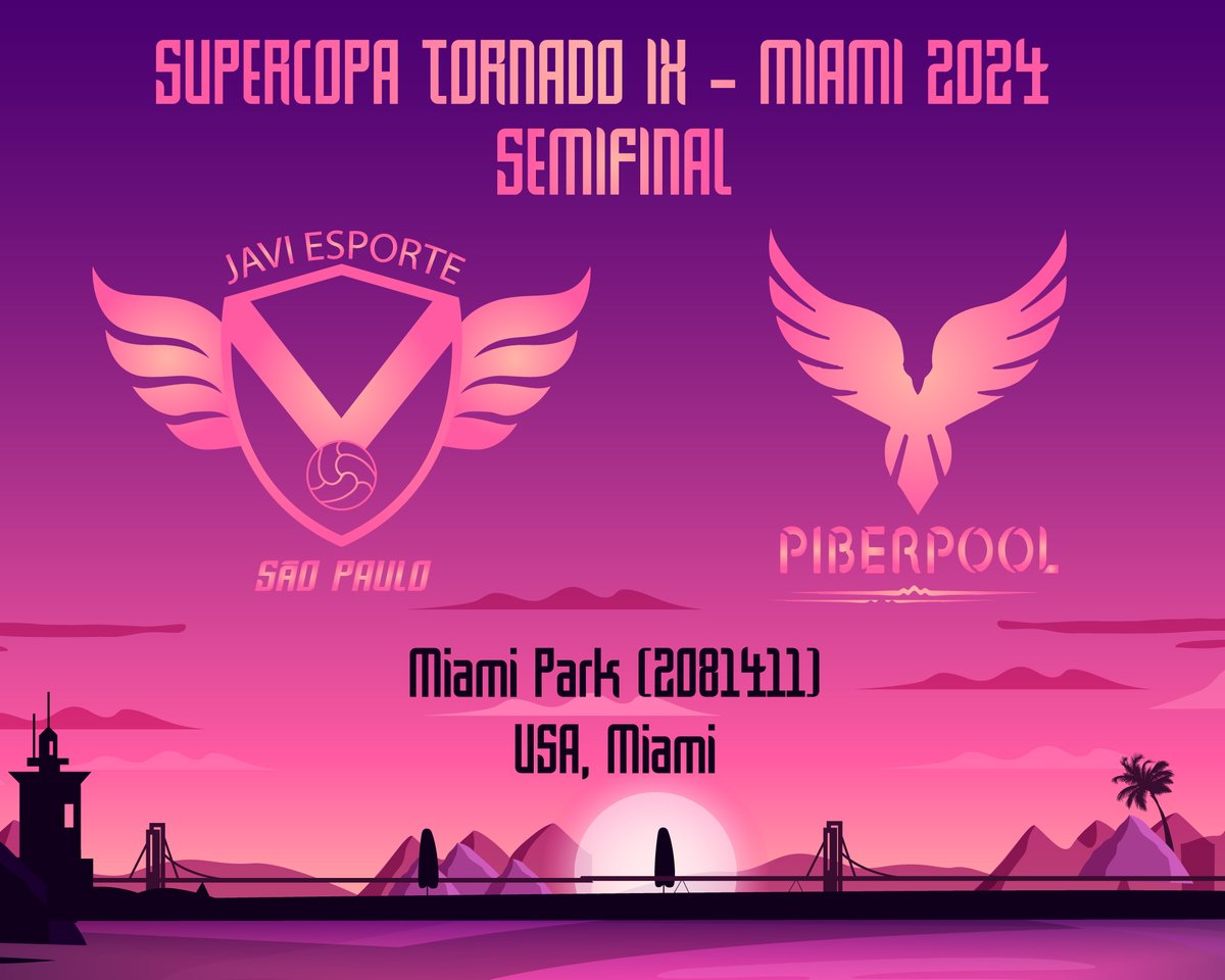 Anunciamos la Supercopa Tornado IX!  

Será en Miami, y la semifinal será entre los Campeones de la Carlo Sonino Shield 🇵🇾PIBERPOOL F.C y  🇧🇷Javi EC - Sao Paulo. 

#SuperTornadoIX #FTornado #hattrick