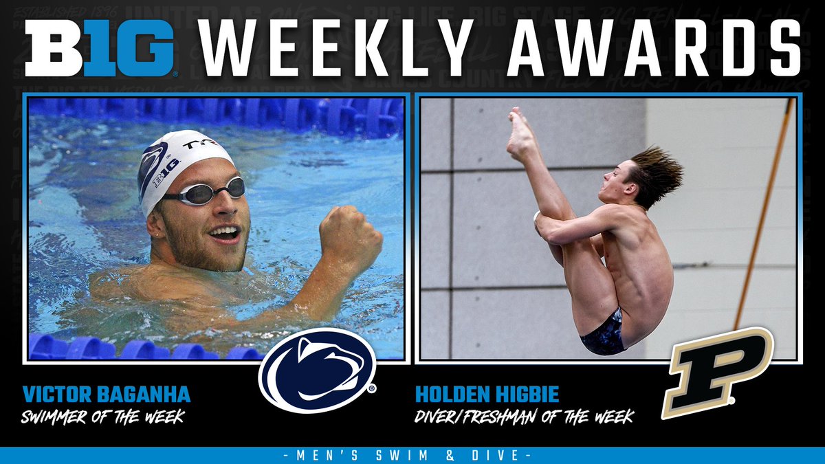 bigten's tweet photo. 🏊‍♂️ #B1GSD WEEKLY AWARDS 🏊‍♂️

🔵 Swimmer: @PennStateSWIM's Victor Baganha
🔵 Diver/Freshman: @PurdueDivers Holden Higbie

➕ https://t.co/wPV52ykuVM https://t.co/KgFED2IqUb