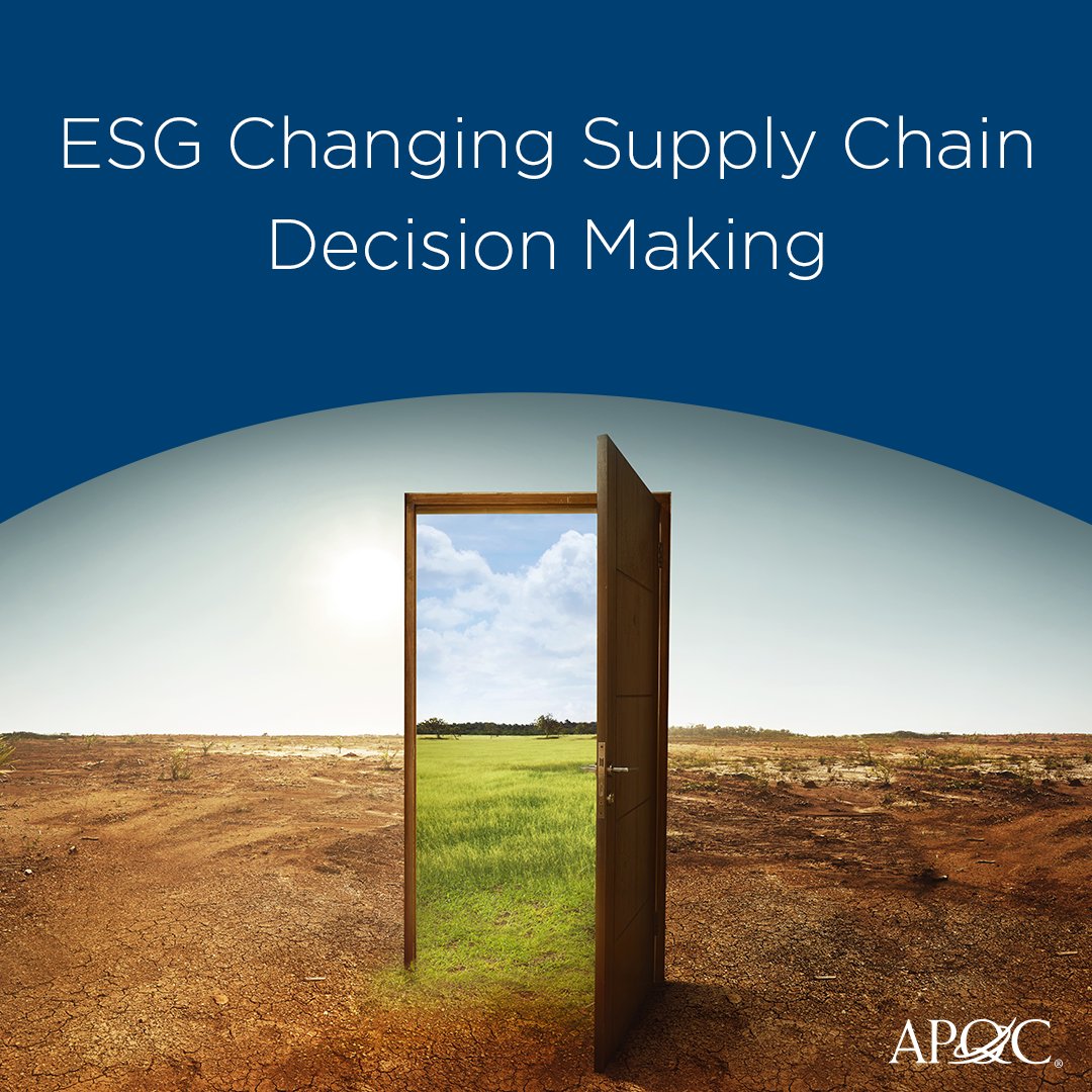 APQC's tweet image. New #APQCBlog from Vivek Ghelani of Digital Supply Chain Institute and Craig Moss of Ethisphere on how #ESG is changing #supplychain decision making! 🌍⚙️  Read it here: apqc.org/blog/esg-chang…