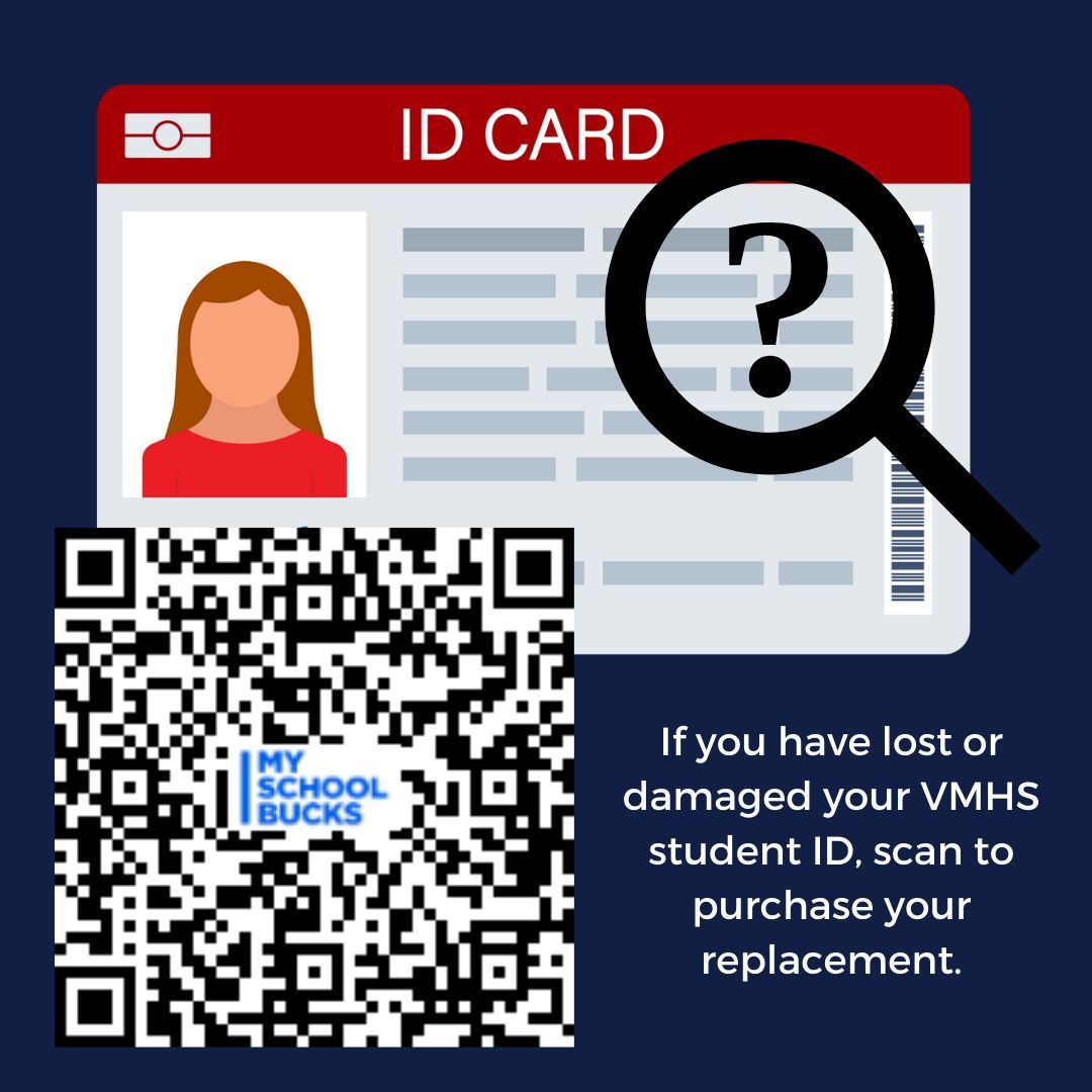 SAVeteransHS's tweet image. If your VMHS student has lost or damaged their student ID, replacements are available for purchase via MySchoolbucks. Scan the QR code to head to the platform. #PatriotNation #studentID #BESbS