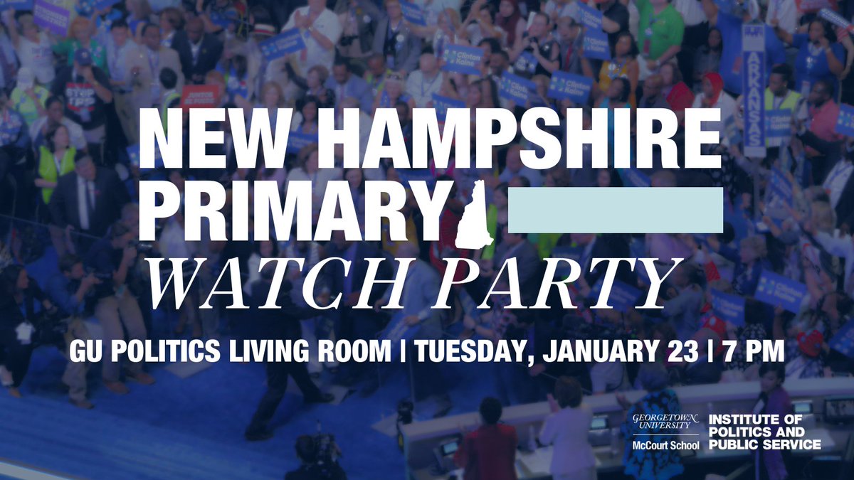 After a night of caucusing in Iowa, we are turning our attention to New Hampshire for an exciting night of primary election coverage! Join us and fellow Hoyas next week to follow the coverage live, play games and watch the votes roll in. RSVP ➡️bit.ly/NHPrimary24