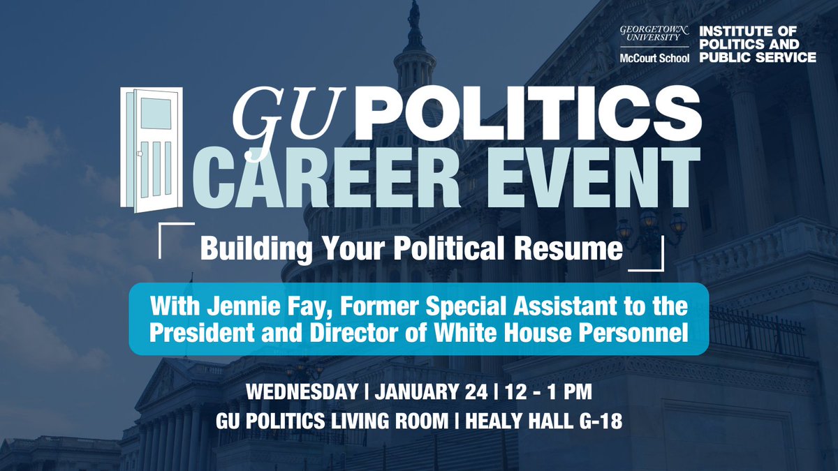 🚨First career event of the semester alert! 🚨 We know you're getting ready to apply for summer opportunities and we'll be joined by Jennie Fay to help you build a resume that will catch the eyes of political practitioners. Don't forget to RSVP! ➡️bit.ly/PoliticalResume
