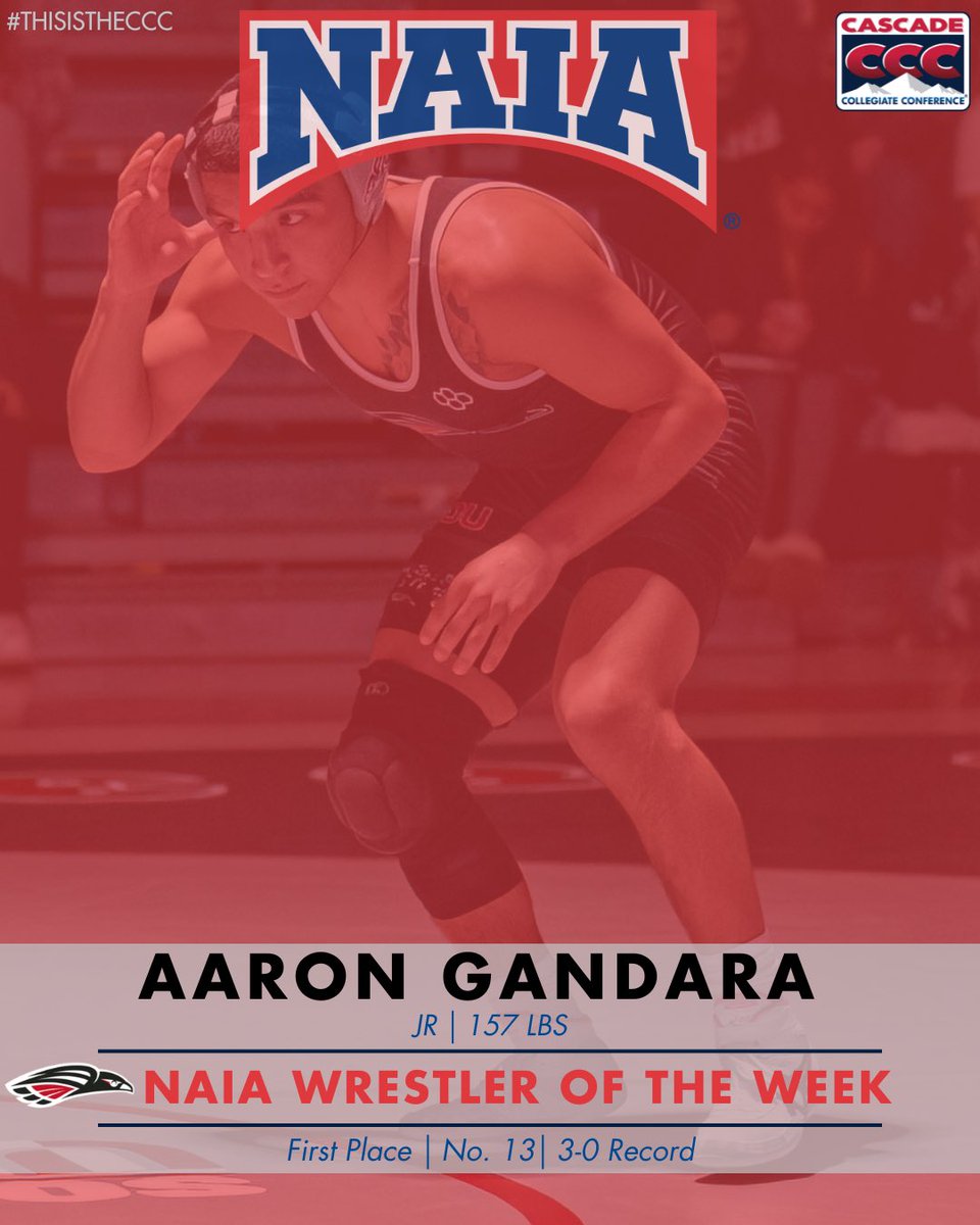 M🤼‍♂️l A BIG congratulations to Aaron Gandara of <a href="/SOURaiders/">Southern Oregon Raiders</a> on being named the <a href="/NAIA/">NAIA</a> Men’s Wrestler of the Week! #ThisIsTheCCC