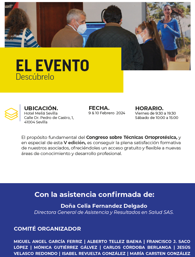 SaludCrea's tweet photo. 👁️‍PROGRAMA - V CONGRESO NACIONAL SOBRE TÉCNICAS ORTOPROTÉSICAS
🗓️ 9 &amp; 10 de febrero de 2024
📍 Sevilla
📲 648 946 246 | 954 377 411
📧 ortoan@ortoan.e.movistar.es https://t.co/8twXZoUc05
