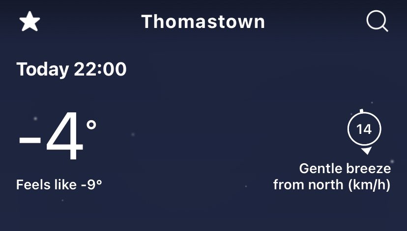 Only gone 9pm..Well it will be a baltic night  in thomastown ! <a href="/CarlowWeather/">Carlow Weather</a>