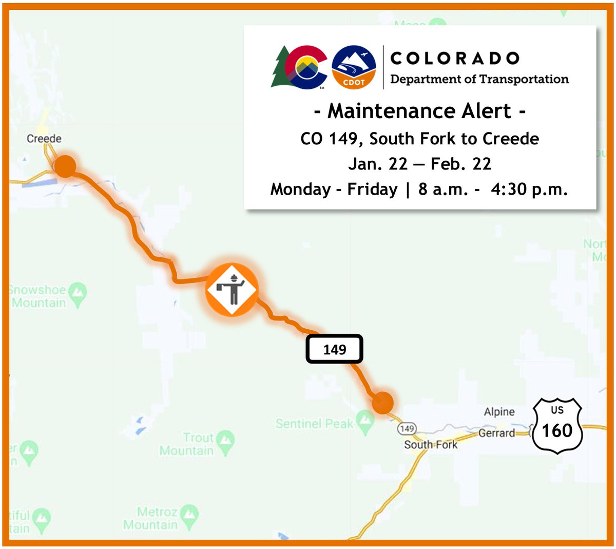 #CDOT #News: Crack sealing operations continue on #CO149. CDOT crews will perform maintenance through February as weather permits. 

📰 bit.ly/3HjHPR7

#KnowBeforeYouGo #SlowfortheConeZone