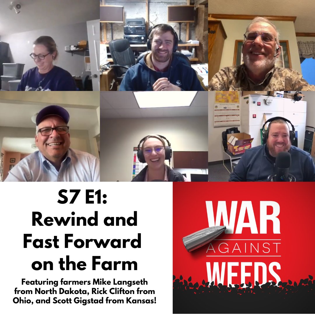 WarAgainstWeeds's tweet photo. We are BACK with our first episode of season 7! 🥳

This week all three hosts chat with 3 farmers about their weed management programs and experiences. Our guests include Mike Langseth from North Dakota, Rick Clifton from Ohio, and Scott Gigstad from Kansas.

Listen now! https://t.co/1w9ftOuHsQ