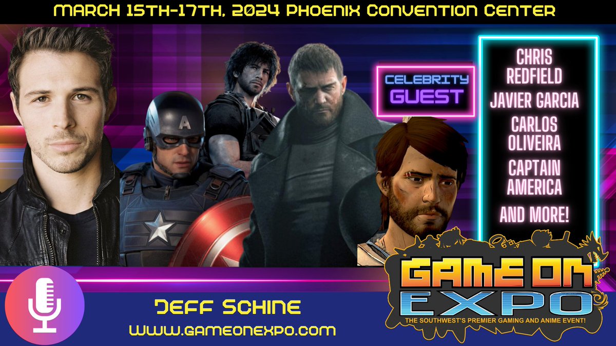 Game On Expo (@gameonexpo) on Twitter photo We're excited to announce that <a href="/JeffSchine/">Jeff Schine</a> will be a guest at <a href="/GameOnExpo/">Game On Expo</a>. Come meet him on March 15th-17th, 2024 at the Phoenix Convention Center.
gameonexpo.com We're excited to announce that <a href="/JeffSchine/">Jeff Schine</a> will be a guest at <a href="/GameOnExpo/">Game On Expo</a>. Come meet him on March 15th-17th, 2024 at the Phoenix Convention Center.
gameonexpo.com