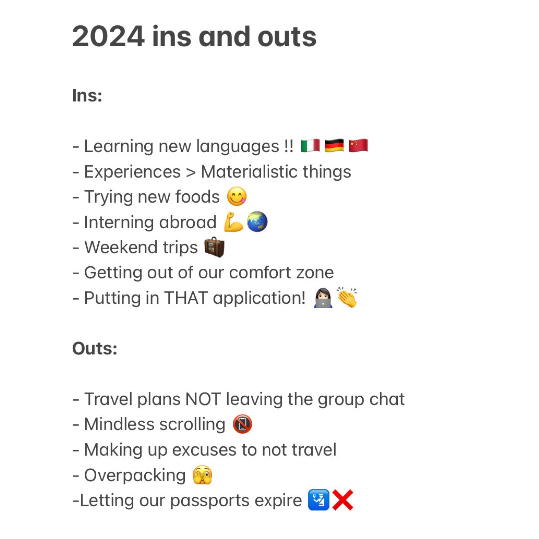 Let us help make your ins a reality in 2024. 🌟✈️

Act now - apply to study away in Summer by Feb 1 or for the Fall semester by Feb 15 ➡️ bit.ly/4826Uv1?r=lp

#insandouts2024 #NewYearsResolution