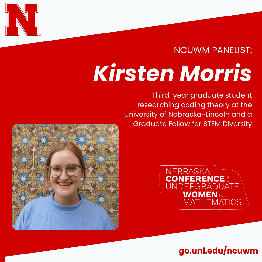 Meet #NCUWM2024 invited grad panelist Kirsten Morris, a third-year graduate student researching coding theory at <a href="/UNLincoln/">University of Nebraska-Lincoln</a> who is a Graduate Fellow for STEM Diversity (GFSD). Originally from Savannah, Kirsten loves traveling, learning about new cultures and creative endeavors.