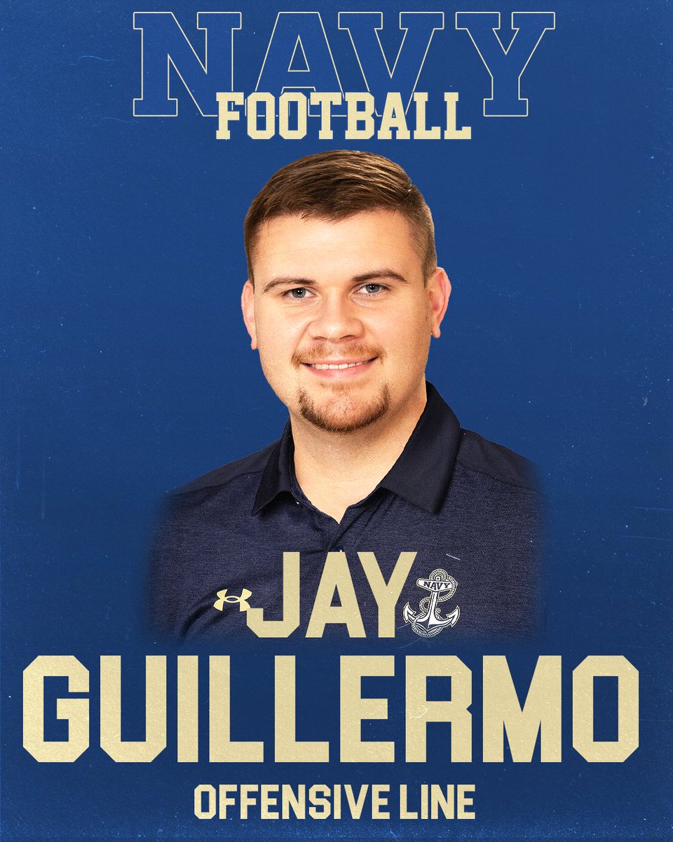 Please welcome new Offensive line coach Jay Guillermo to the yard!

#GoNavy | #RollGoats