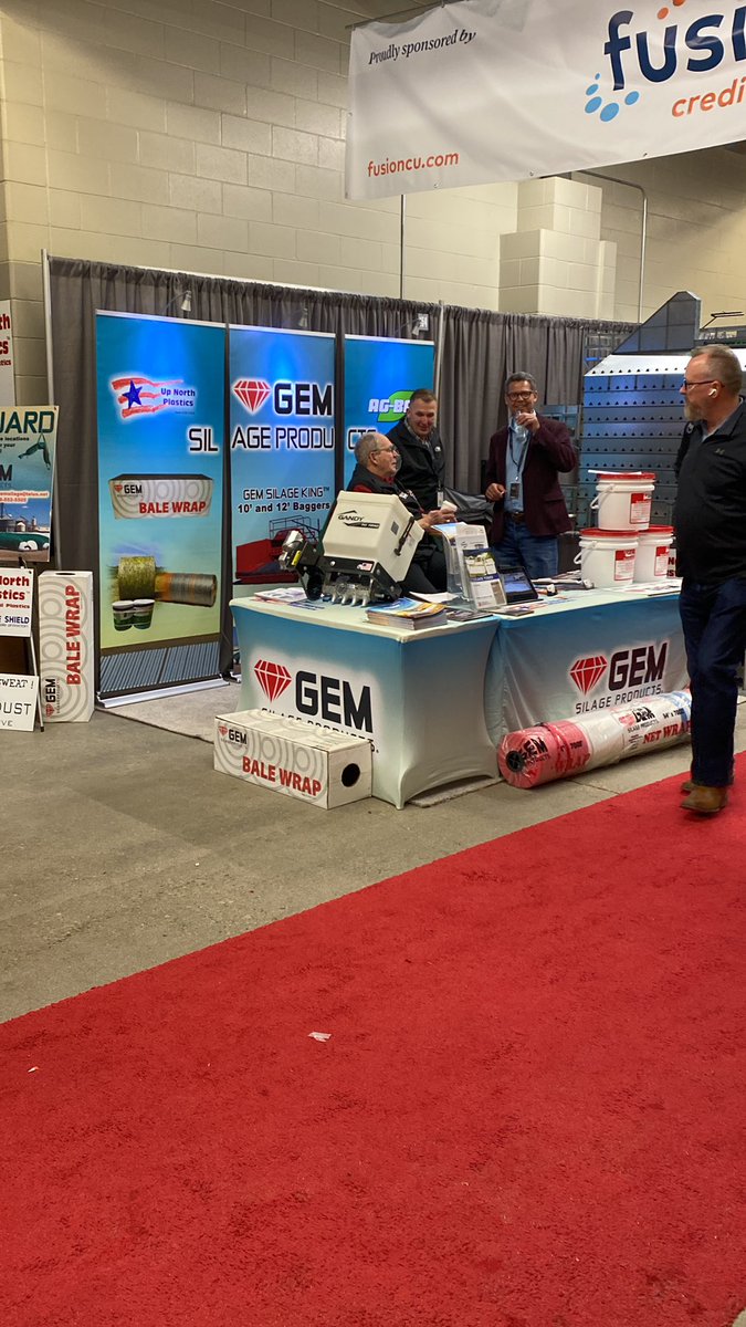 Bart_kleinlu's tweet photo. Great second day at @MBAgDays 
It might be -20 outside but we are thinking about summer.  Ask us about our hay inoculant and Netwrap. https://t.co/BxpmFNyzb7