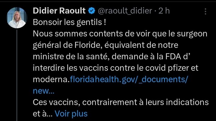 ⚠️ Le chirurgien général de Floride, Ladapo, a prouvé qu'il était un #charlatan comme toi, @raoult_didier, en soutenant #HCQ et #IVM contre le #Covid, doublé d'un #complotiste signataire de la '#GreatBarringtonDeclaration'.
Un #désinformateur sans crédit.
en.wikipedia.org/wiki/Joseph_La…