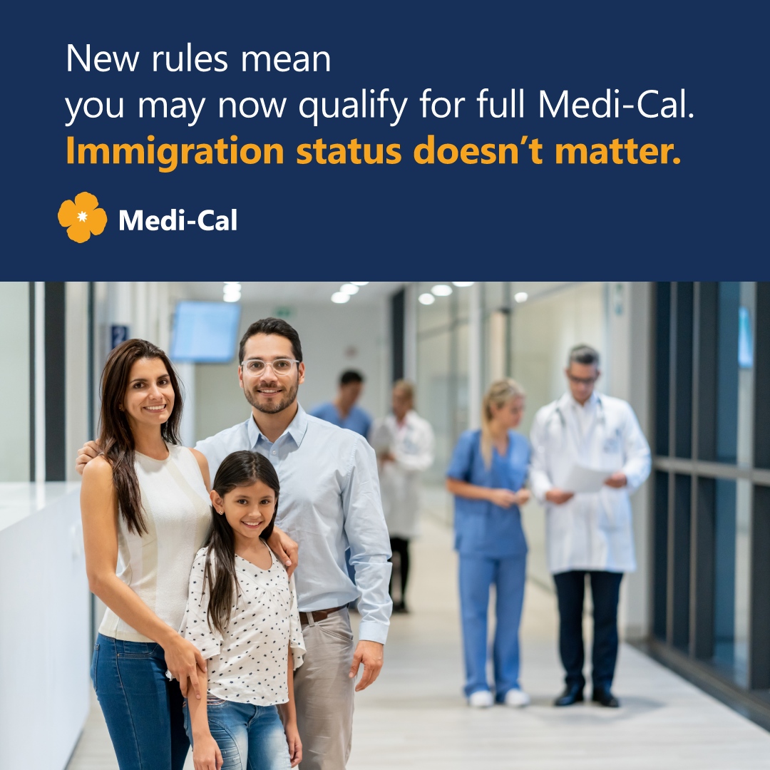 Medi-Cal helps you and your family stay healthy. Even if you’ve been denied for full Medi-Cal recently, see if you’re eligible now. Immigration status does not matter. Applying will not affect your immigration status. Learn more at GetMedi-CalCoverage.dhcs.ca.gov