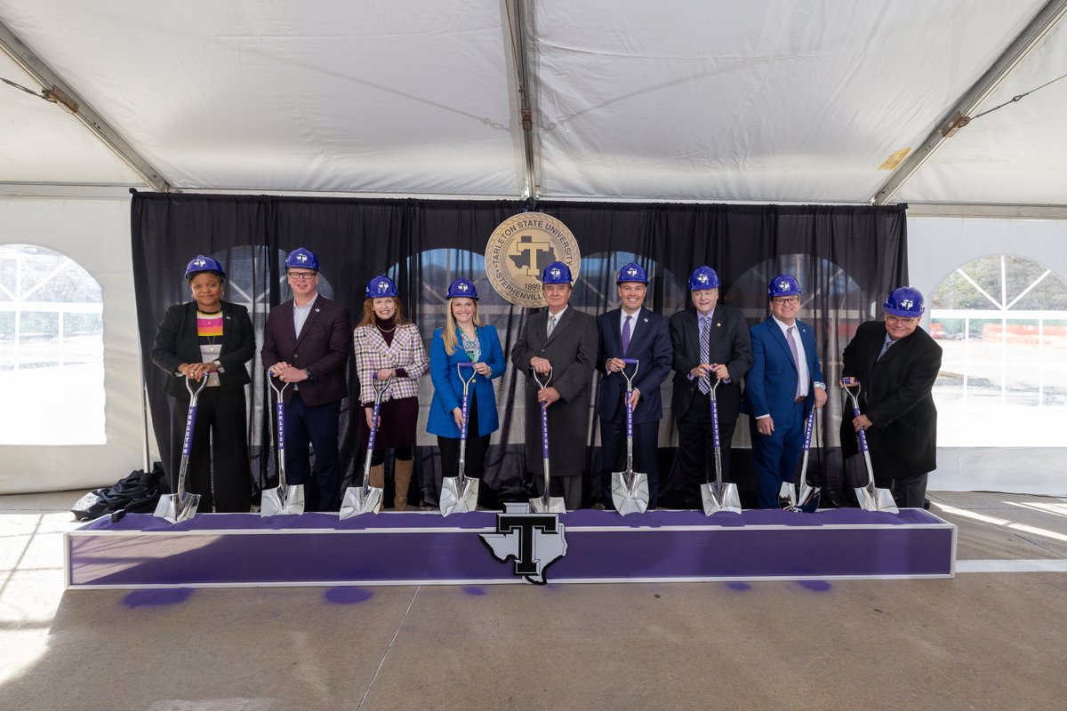TarletonPrez's tweet photo. This is the dawn of a new era at Tarleton State. We’re committed to addressing the needs of healthcare in our rural communities. We have officially broken ground on our Health Professions Building. It is a great day to be a Tarleton State Texan and Bleed Purple! https://t.co/zqY7zzPV2h