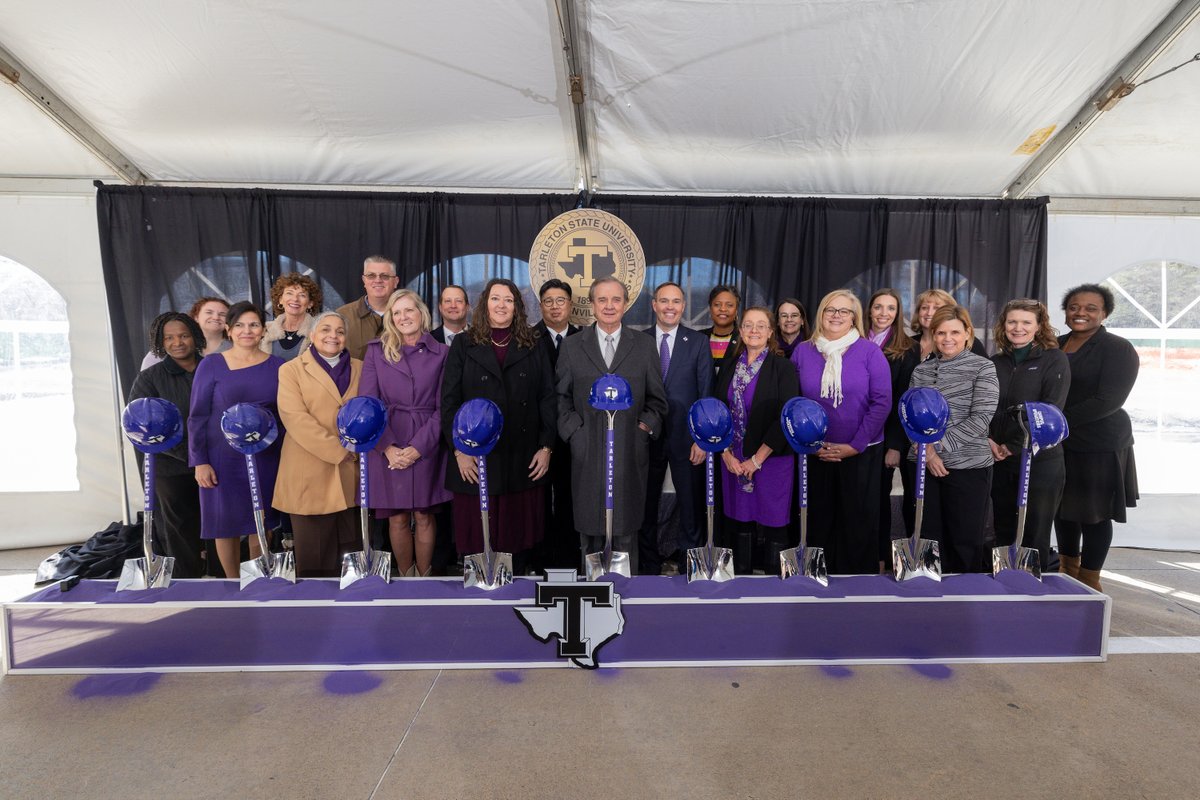 TarletonPrez's tweet photo. This is the dawn of a new era at Tarleton State. We’re committed to addressing the needs of healthcare in our rural communities. We have officially broken ground on our Health Professions Building. It is a great day to be a Tarleton State Texan and Bleed Purple! https://t.co/zqY7zzPV2h