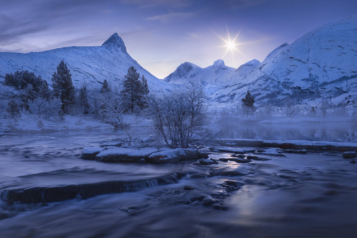 Moonlit Winter Valley. Bodø, Norway. Dec 2016.