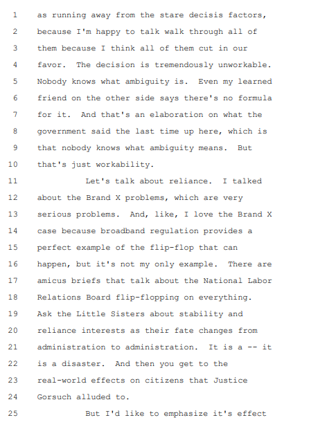 Anastasia_esq's tweet photo. Here it is folks, in all its glory: 4+ pages of uninterrupted Paul Clement on all the reasons Chevron shouldn't be upheld under stare decisis. https://t.co/ufhJuBEqa7