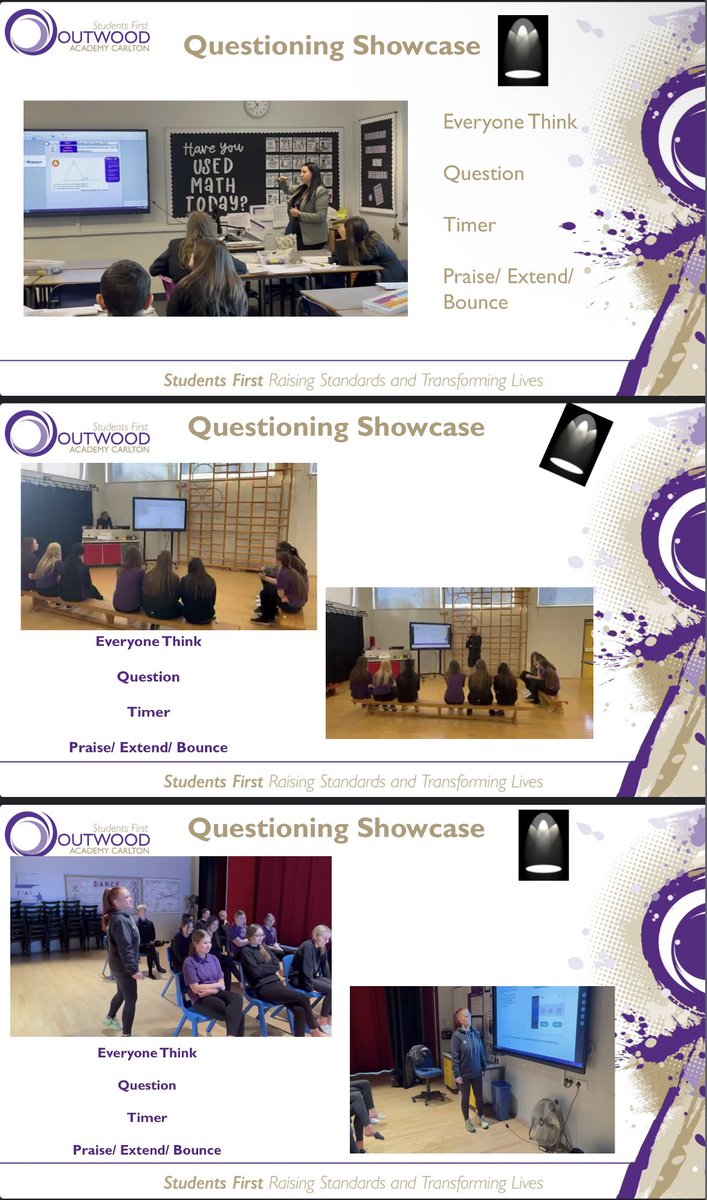 OACarlton's tweet image. Yesterday, @mrsmellorpe revisited #Questioning with all teachers & showcased lessons from @LydiaLowe93 @bevclarke1977 & @MrOliverPE
We want all students to think harder through cold calling & purposeful thinking time.
#TransformativeTeaching
#Pedagogy
💜💜💜