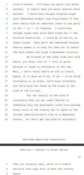 Here it is folks, in all its glory: 4+ pages of uninterrupted Paul Clement on all the reasons Chevron shouldn't be upheld under stare decisis.