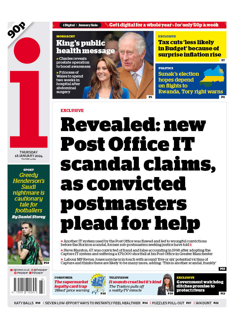 The i: Revealed: New Post Office IT scandal claims, as convicted postmasters plead for help #TomorrowsPapersToday