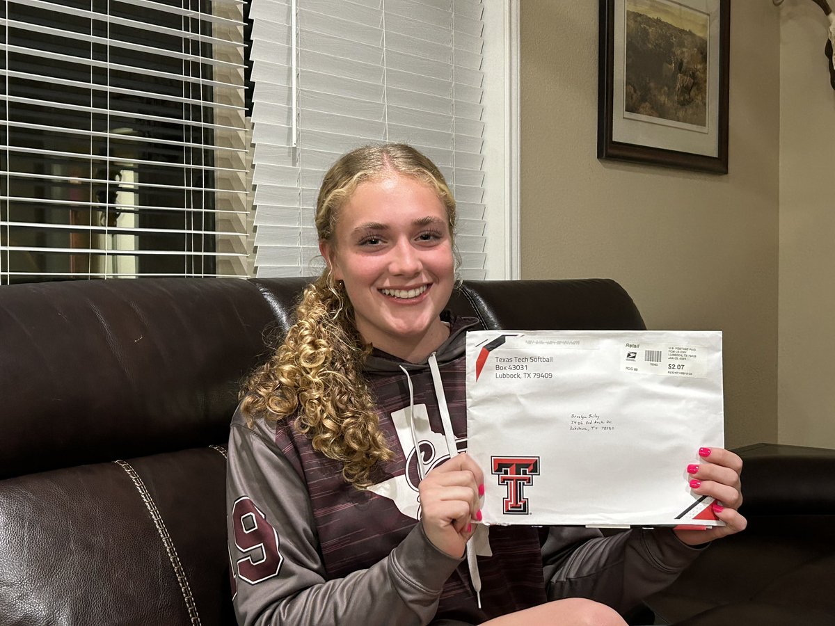 Thank you for the mail @TexasTechSB! I’m looking forward to learning more about your program next week at camp. @Coach_SniderSB @CoachMorganK @royast24 @Tflolentz @bombersGN16u