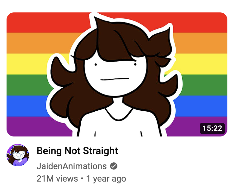 Dianeabolical's tweet photo. I don't think a lot of people, including fans of Jaiden, understand how massively impactful it was for 21 million people to watch a famous person come out as something as generally niche as aroace. So many baby queers born in an instant (including me) https://t.co/pXtUwuGWm2