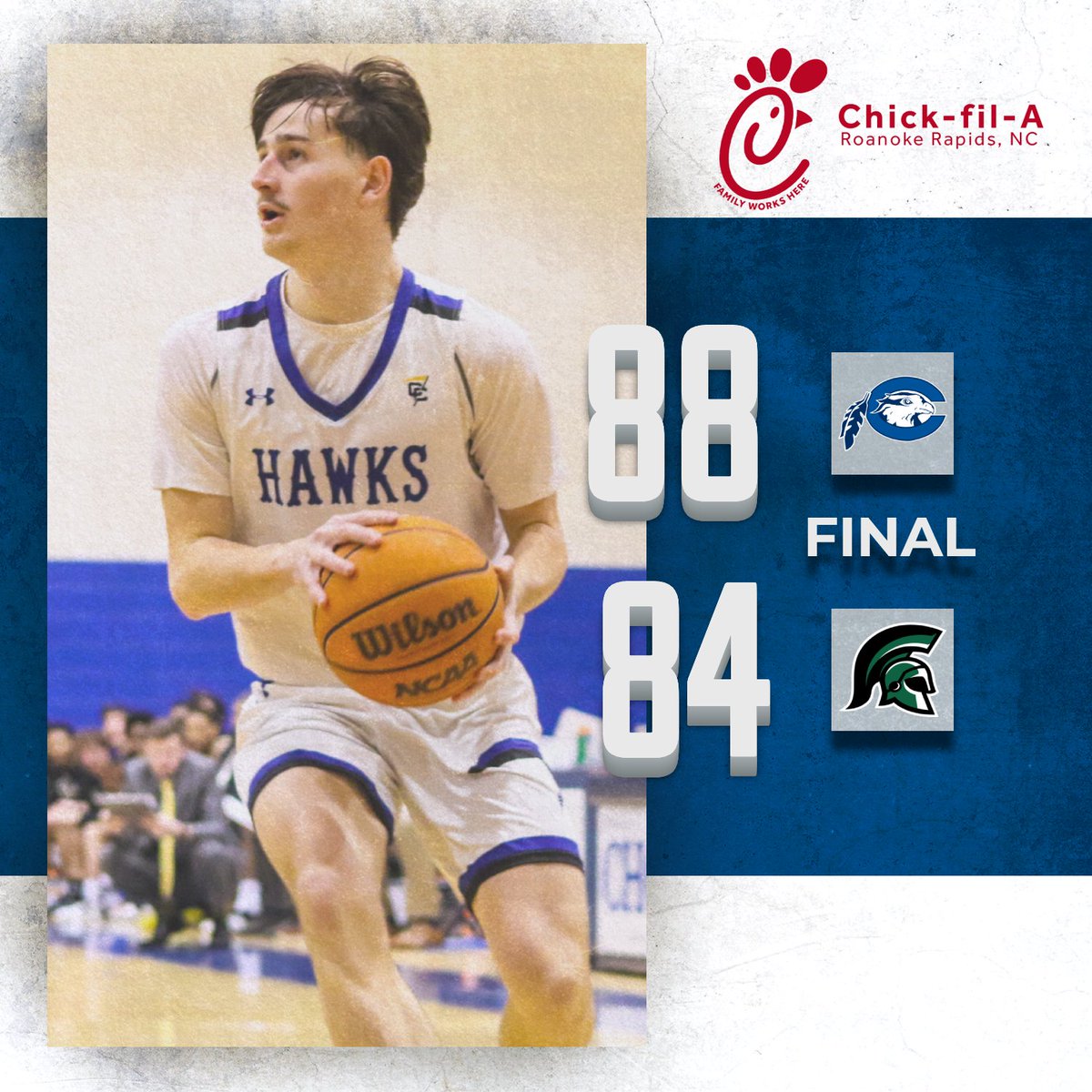 cuhawks's tweet photo. Chowan holds off Mount Olive for sixth straight road win

MBB FINAL presented by Chick-Fil-A of Roanoke Rapids

Daylan Askew with career-high 33 points.  Preston Le Gassick (pictured) with double-double (12pts, 11 asts.) https://t.co/FMQtKK6jpS