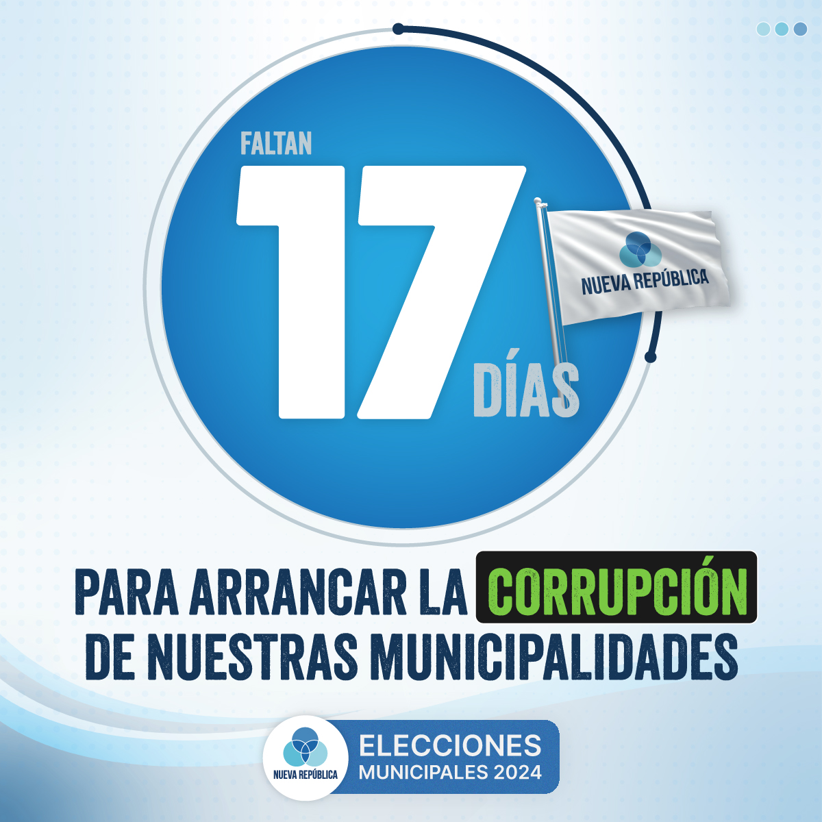 ¡En 17 días tendrás el poder de eliminar la corrupción en tu cantón! ✊ Este 4 de febrero votá por nuestros candidatos, y juntos, pongamos a caminar a Costa Rica. 🇨🇷 #NuevaRepública #EM24 #NoALosMismosDeSiempre