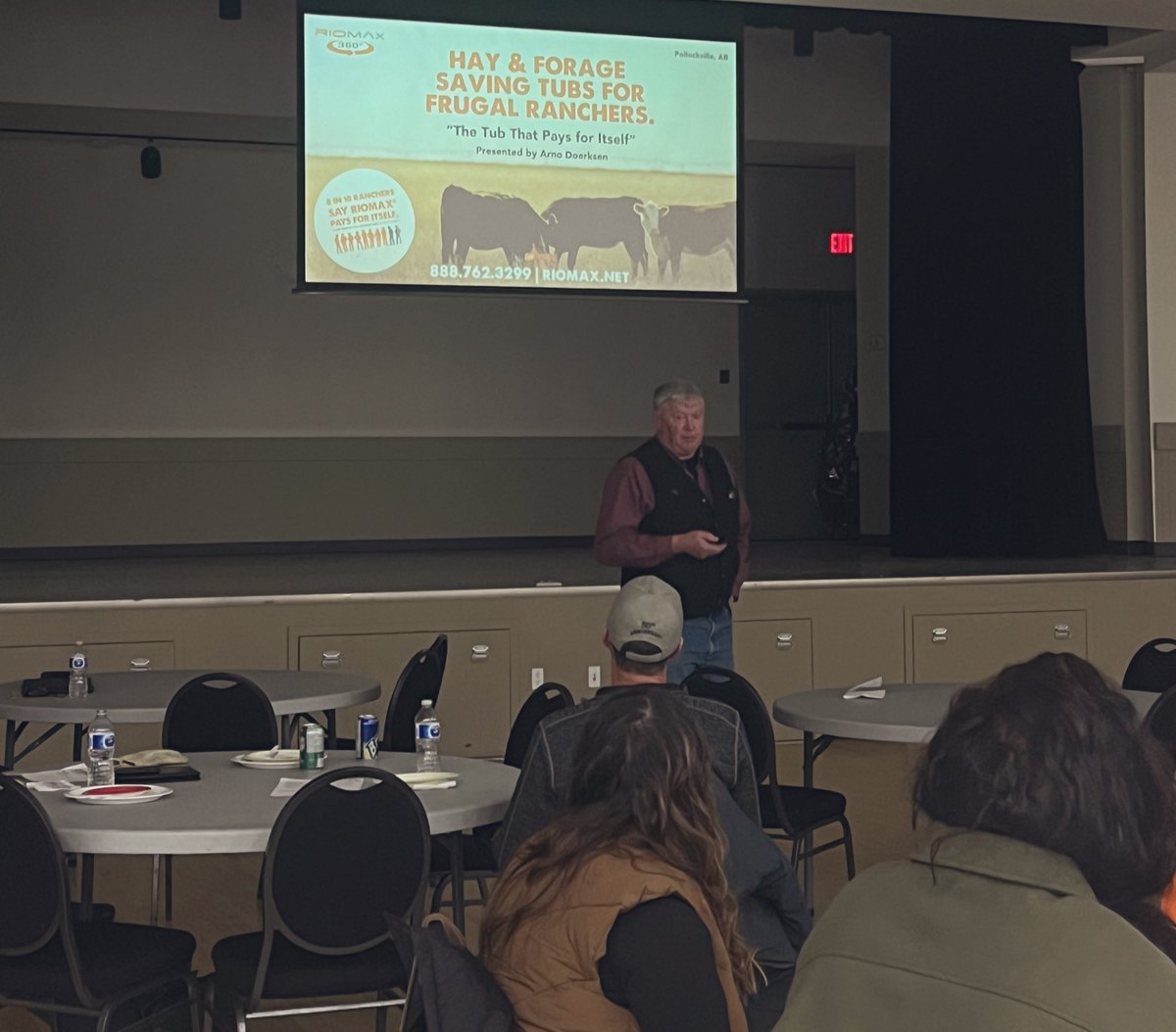 Arno Doerkson from Gem giving a presentation to the Pollockville Grazing Club on <a href="/RioNutrition/">Riomax</a> products and how <a href="/GemstoneCattle/">Daniel Doerksen</a> implement the supplement products to complement forage and grazing!