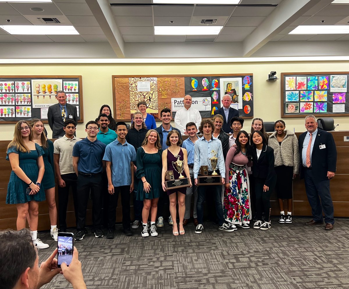 Congratulations to these amazing student athletes from <a href="/ACPAthletics/">ACPHS Athletics</a> @AcpSwim on your recent DIII state championship wins and thank you Governing Board for recognizing them!! #wearechandlerunified