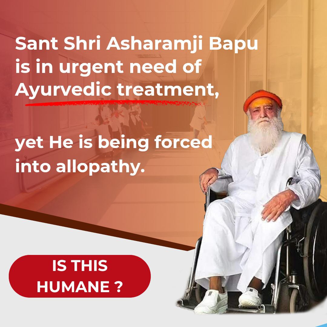 Empathy Missing for Hindu Saints who face not only false accusations, but also the denial of #Right_To_Life . Ayurvedic Treatment needed Urgently for Elderly Saint, Sant Shri Asharamji Bapu but all His pleas are being denied. It's time to end biased treatment & deliver justice.