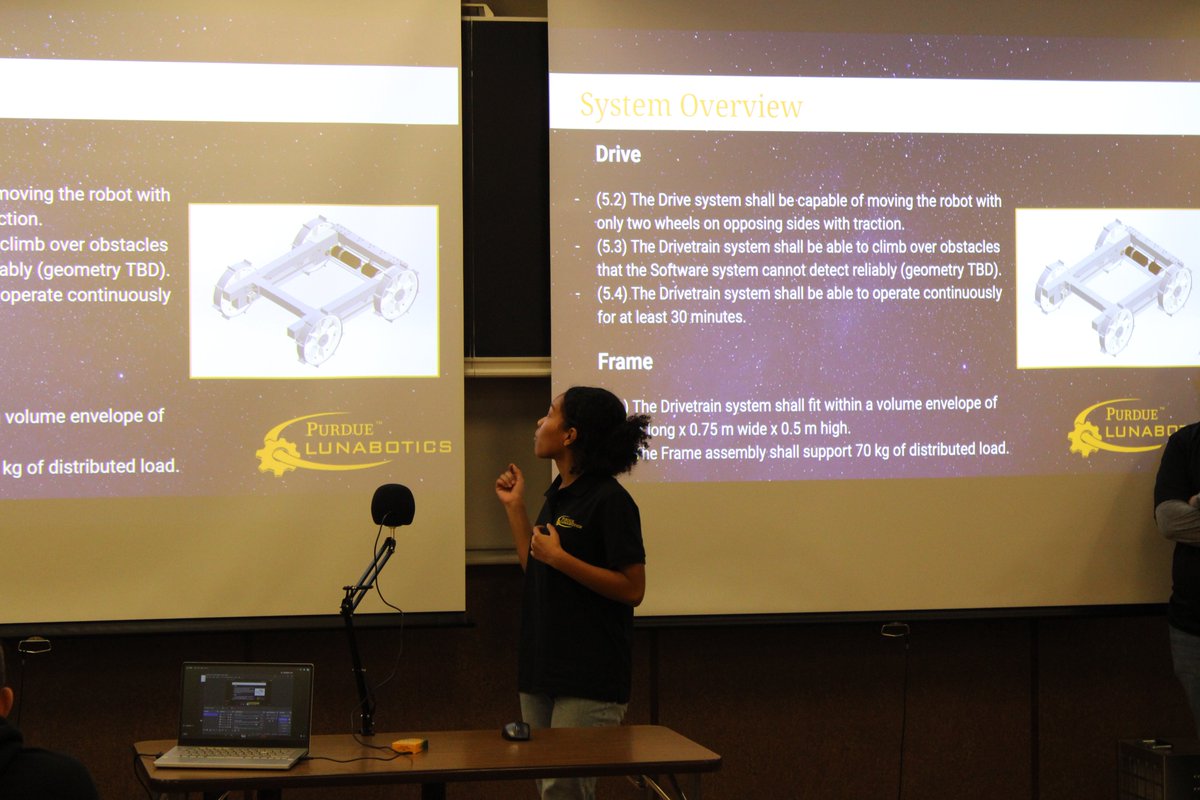 PurdueLunabotic's tweet photo. Exciting news from our team! Just nailed our Critical Design Review, showcasing the stellar final design of our lunar robot. Ready to kick off manufacturing season and start the build process! #purdueengineer #Robotics #NASA https://t.co/uyoyy9bZhs