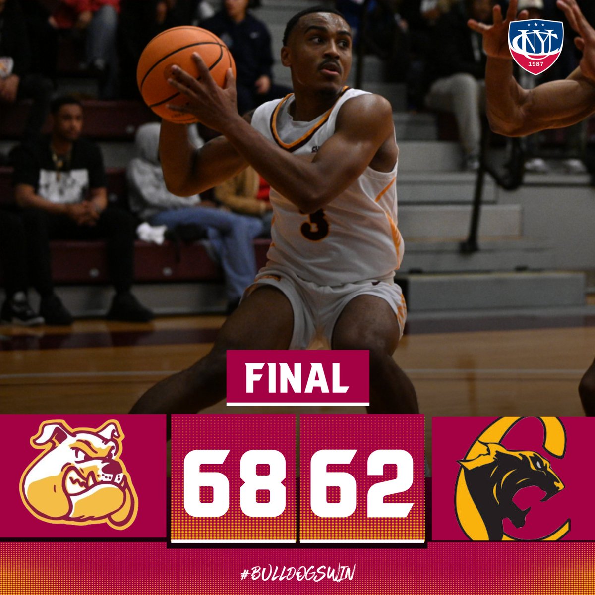 bklyn_bulldogs's tweet photo. Bulldogs WIN!!!

@brooklynmbb pulls out their third straight win in @cunyac play and secure the Battle of Bedford Avenue sweep tonight at the West Quad Center! 🐶👏

🏀Dale- 23 pts, 3-4 3fg
🏀Harvey- 11 pts
🏀McGill-10 pts, 6 reb 

#PlayLikeaBulldog #cunyhoops #d3hoops https://t.co/abG3kHlojd