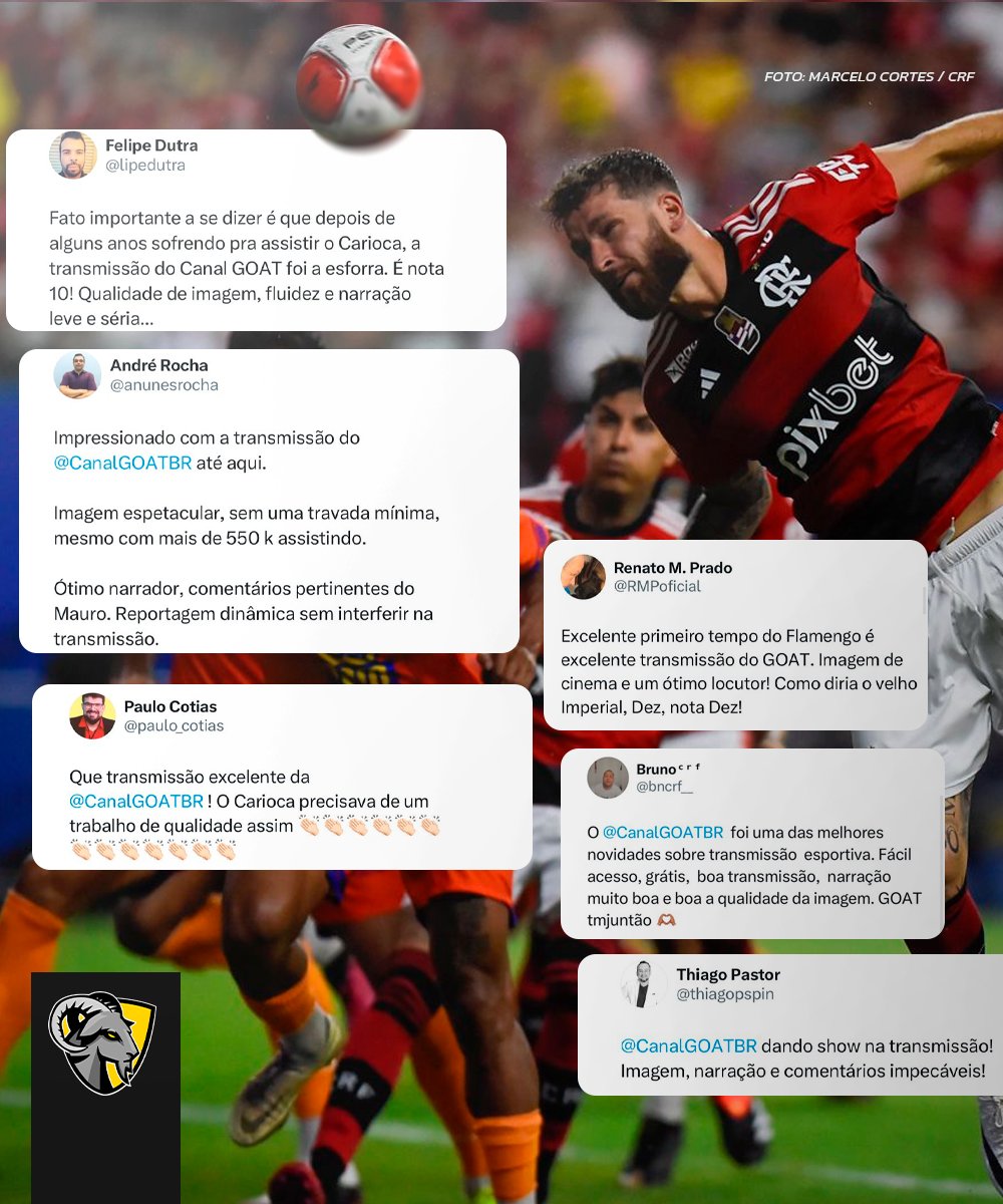 Agradecemos demais esses e todos os elogios que recebemos na noite de início do #CariocãoNoGOAT!

Amanhã tem mais... Muito obrigado! #LetsGOAT
