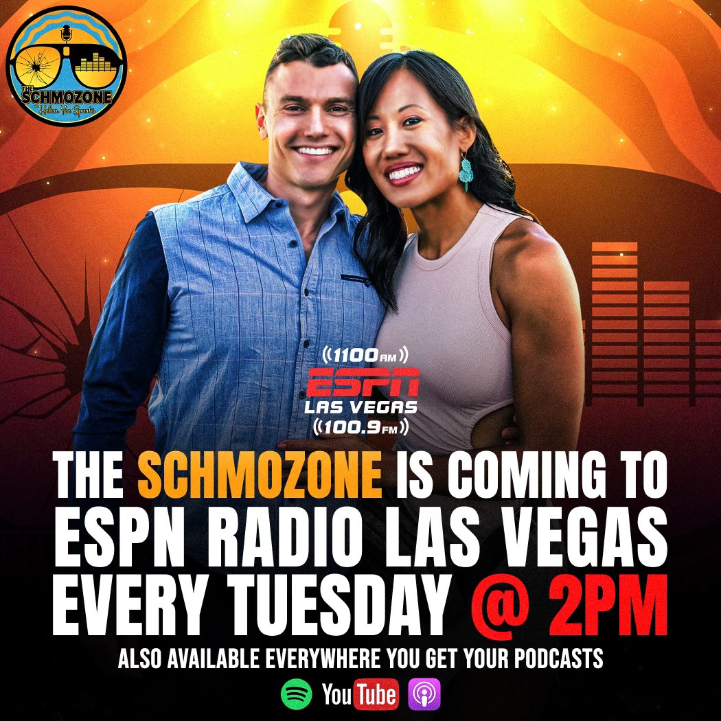 The evolution continues 🥁 @TheSchmo312 & I are BEYOND EXCITED to announce the return of @TheSchmozone on @ESPNLasVegas 🎙️ 🎉 Bigger, Better & LIVE from the BEST Sports Town 📍