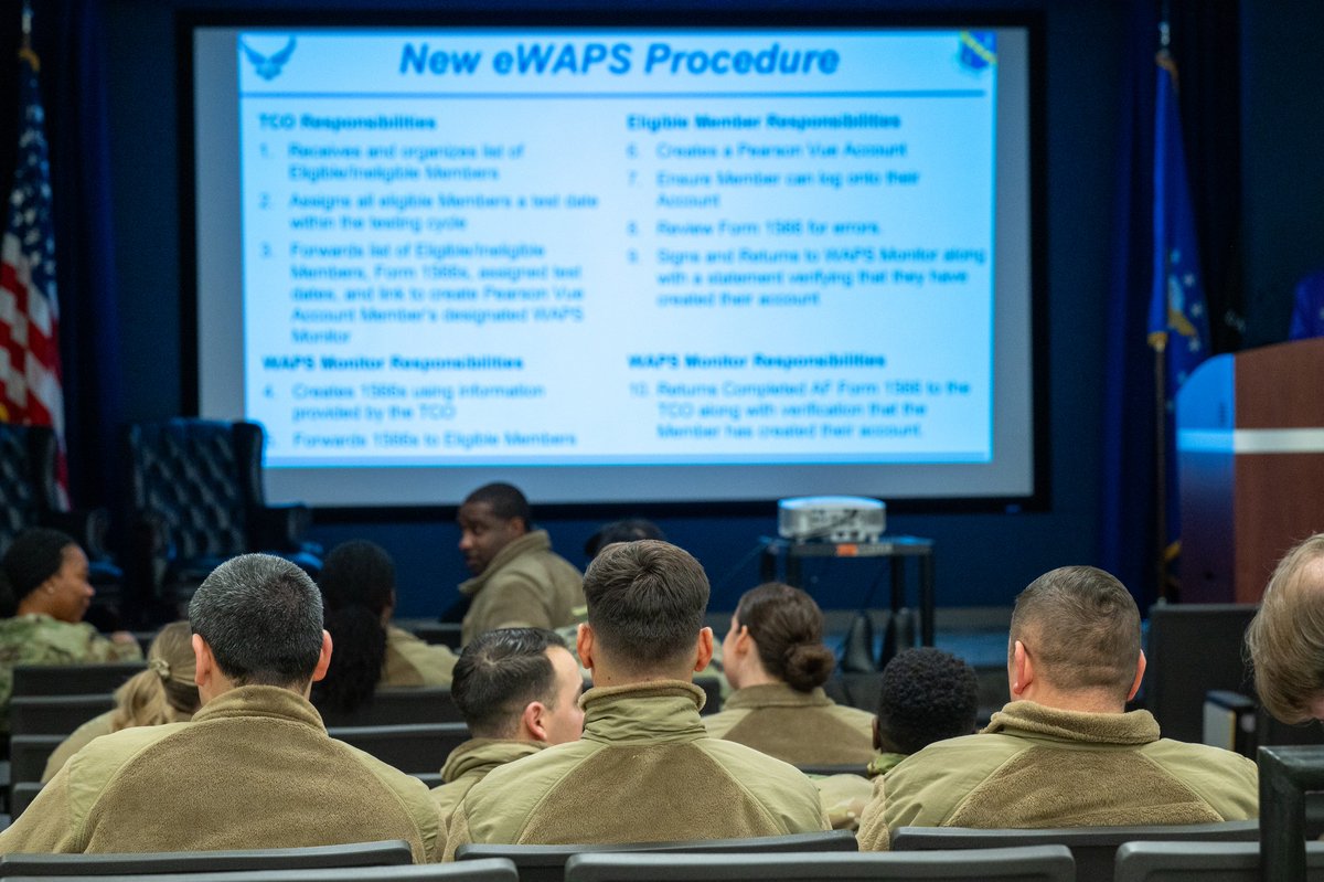 Today, Maxwell hosted an eWAPS town hall for those preparing to test for promotion this year. The event aimed to educate members and unit testing monitors of the upcoming eWAPS testing requirements and to answer questions.