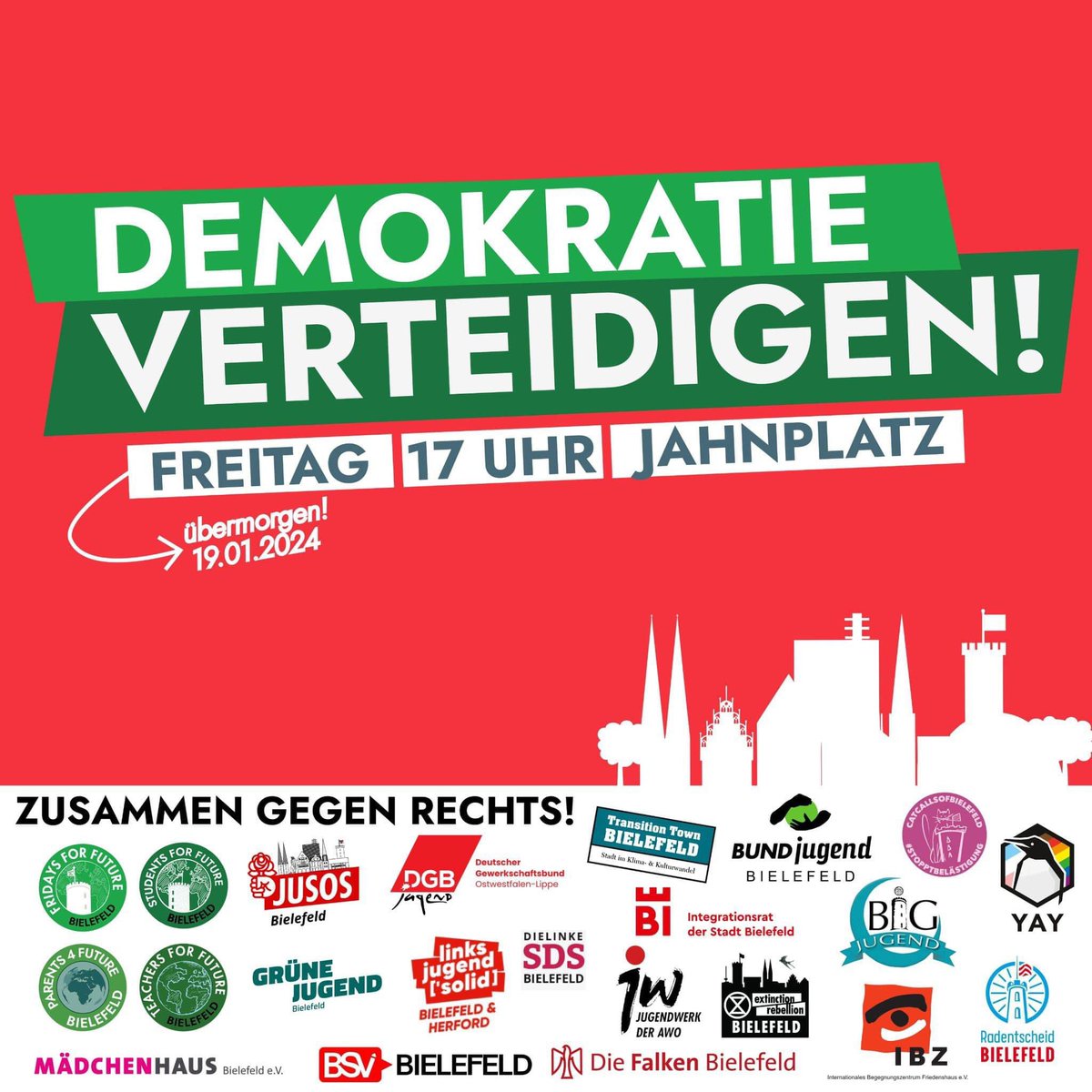 Freitag in #Bielefeld am Jahnplatz. Raus auf die Straße gegen Rechts, gegen Faschisten und gegen die #noafd! Hin da! ALLE ZUSAMMEN GEGEN DEN FASCHISMUS!

#fckafd #fcknzs #fff #bi1901