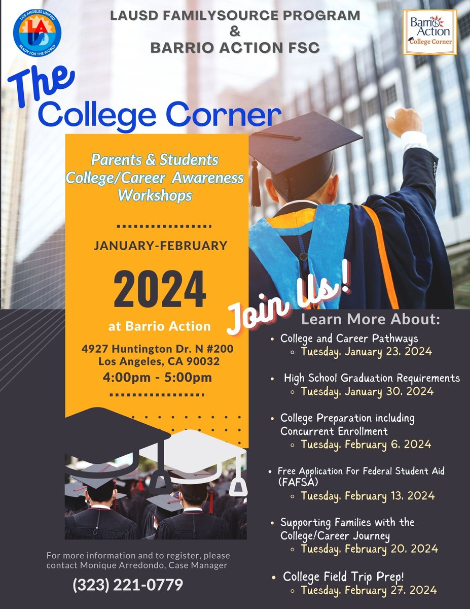 BarrioAction's tweet photo. High School Students! Looking for free help applying for college? Call us today 📞

¡Estudiantes de secundaria! ¿Busca ayuda gratuita para solicitar ingreso a la universidad? Llámanos hoy 📞 https://t.co/Mi88cC1AHM