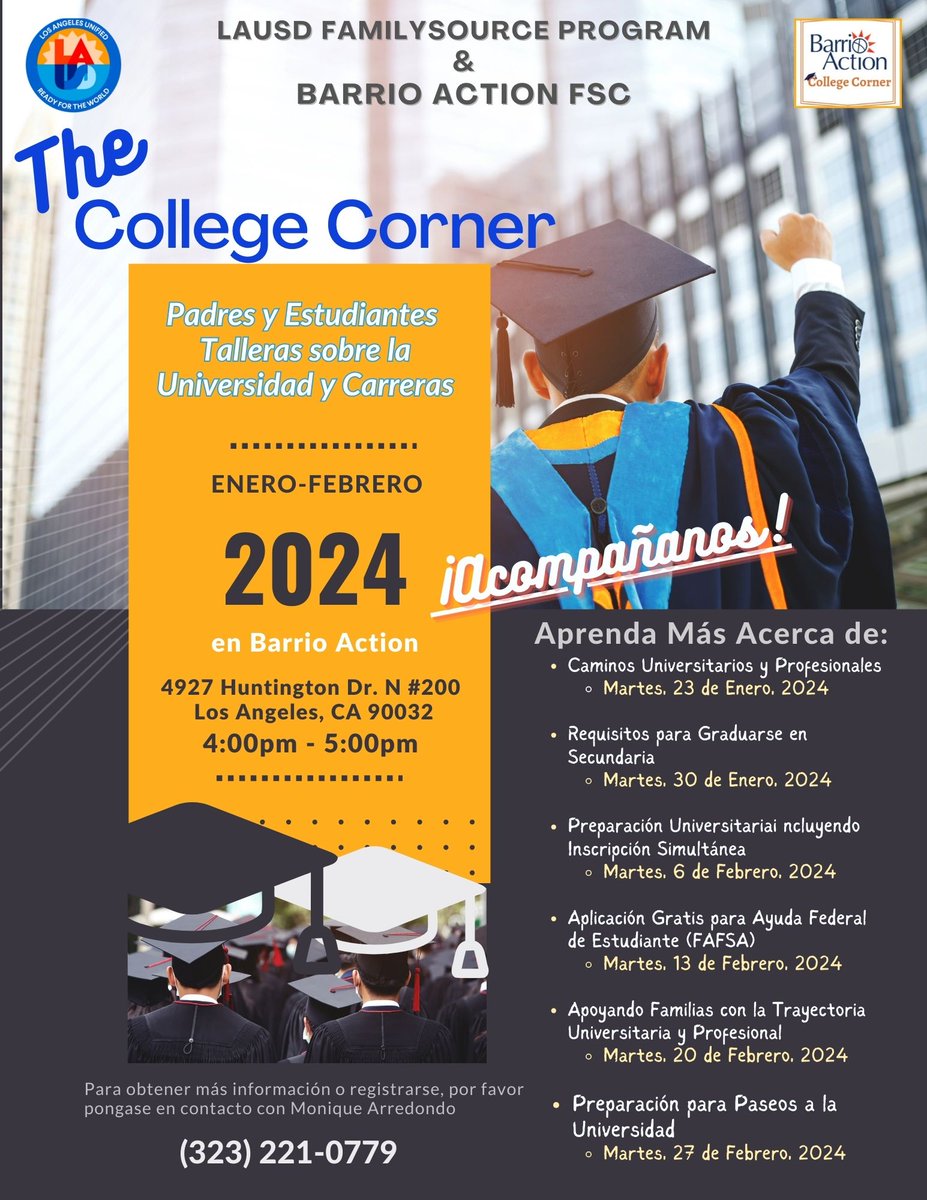 BarrioAction's tweet photo. High School Students! Looking for free help applying for college? Call us today 📞

¡Estudiantes de secundaria! ¿Busca ayuda gratuita para solicitar ingreso a la universidad? Llámanos hoy 📞 https://t.co/Mi88cC1AHM